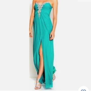 Decode 1.8 Size 2 Teal Strapless Dress with Iredescent Beading